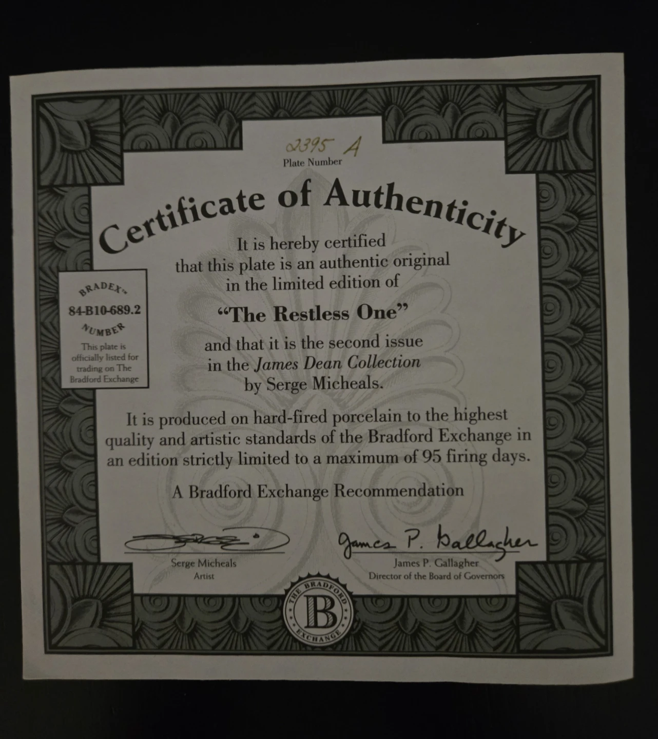 James Dean "Restless One" Bradford Exchange Plate and Frame - photo 5