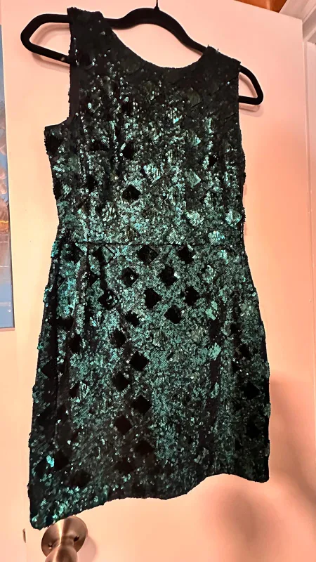 Sequin Sleeveless Dress - Green & Black