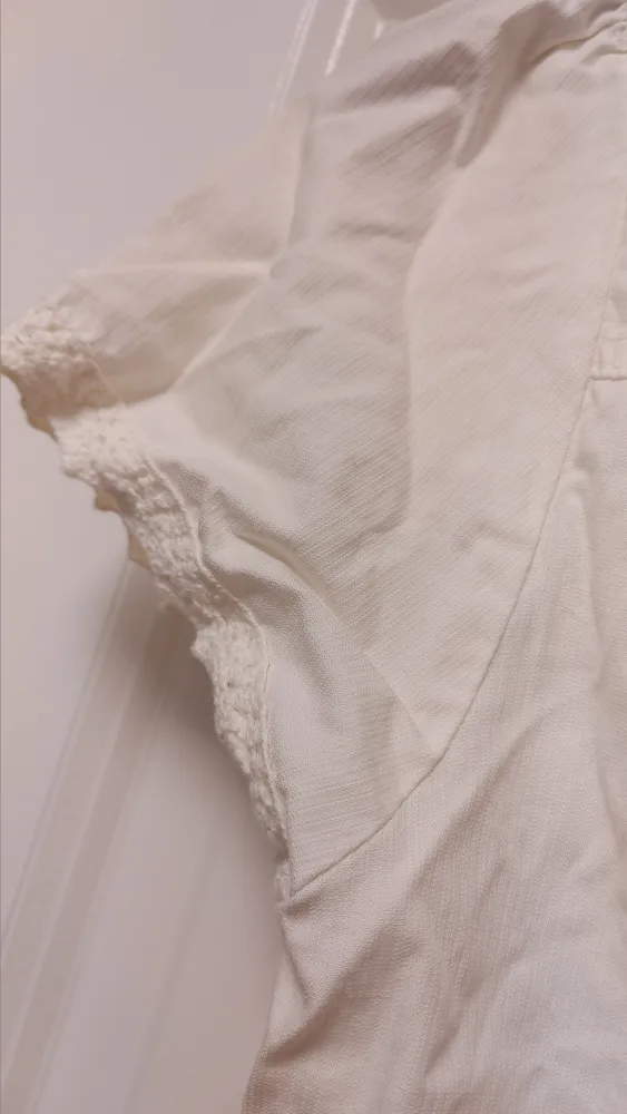 White Short Sleeve Button-Up Top size small image indicator(9)