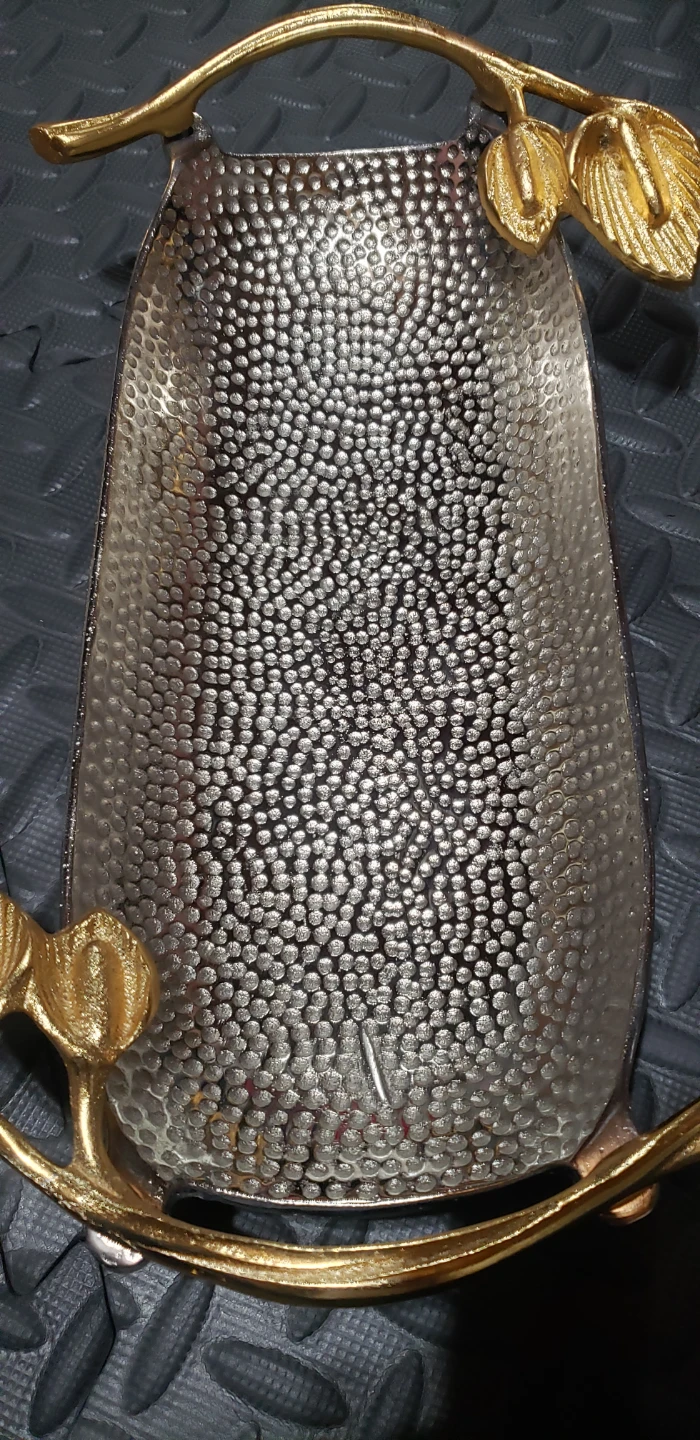 Decorative Metal Tray with Gold Accents - photo 4