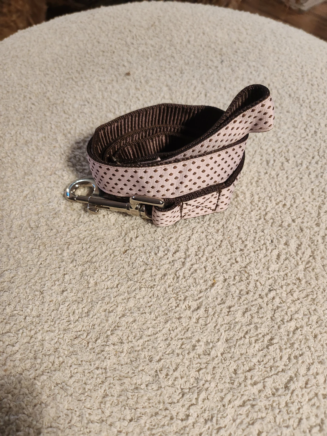 Brown & Pink Polka Dot Dog Leash