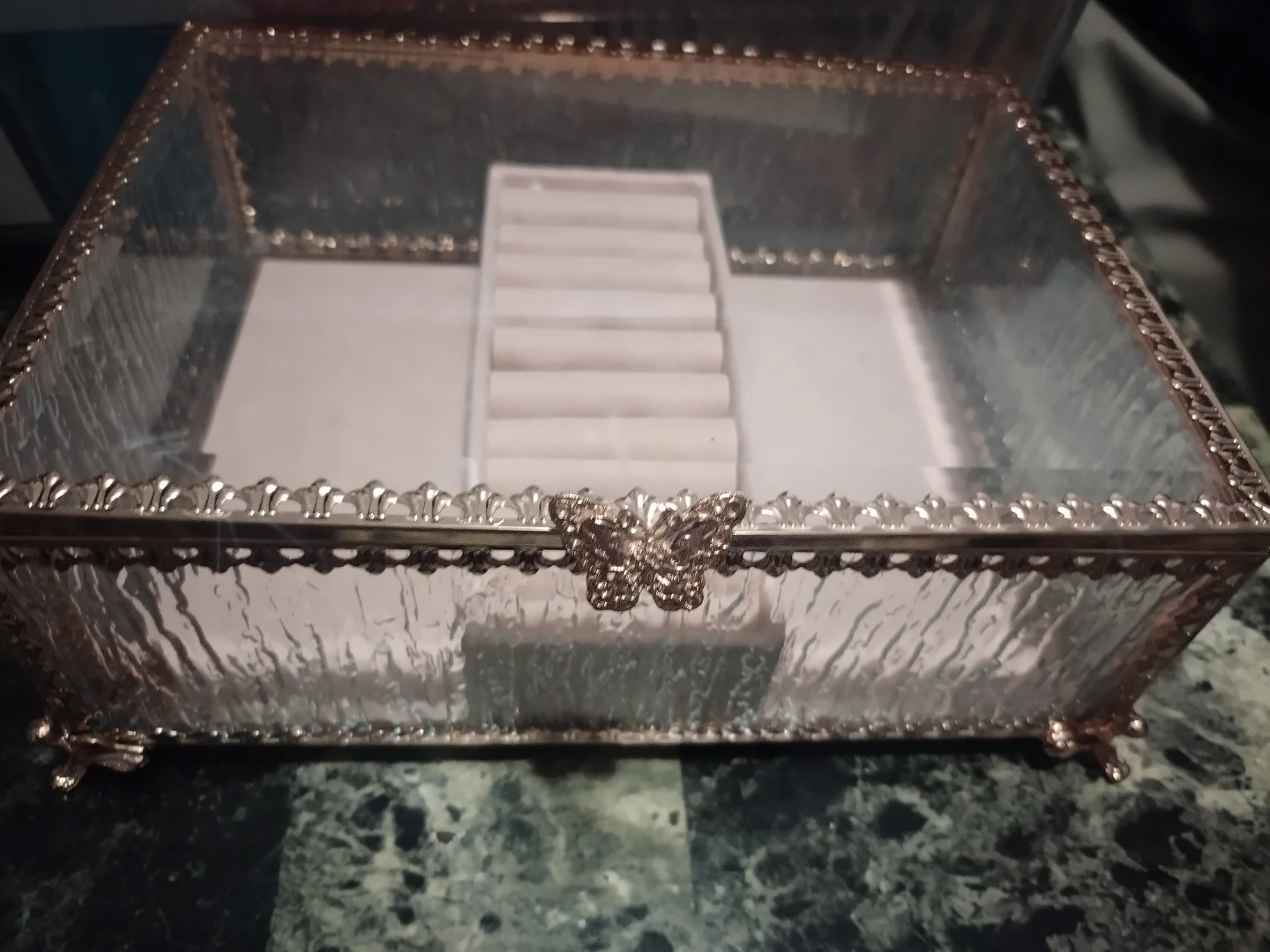 Rose Gold Glass Jewelry Box