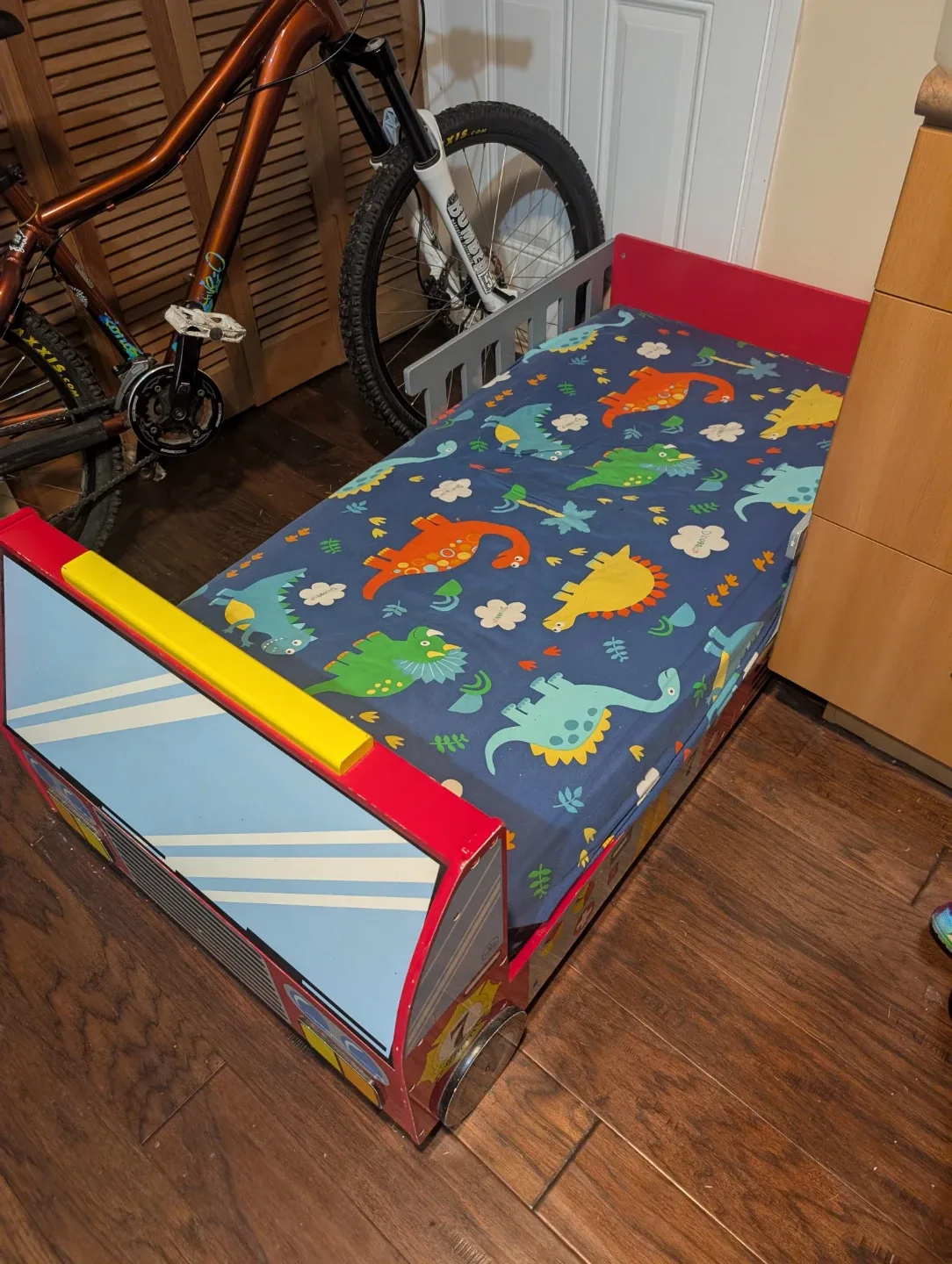 Toddler Bed with Dinosaur Bedding