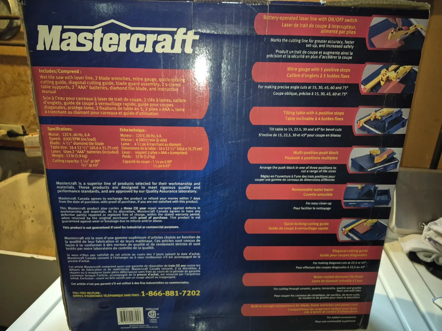 Mastercraft Hawkeye 4 1/2" Wet Tile Saw with Laser Line image indicator(2)