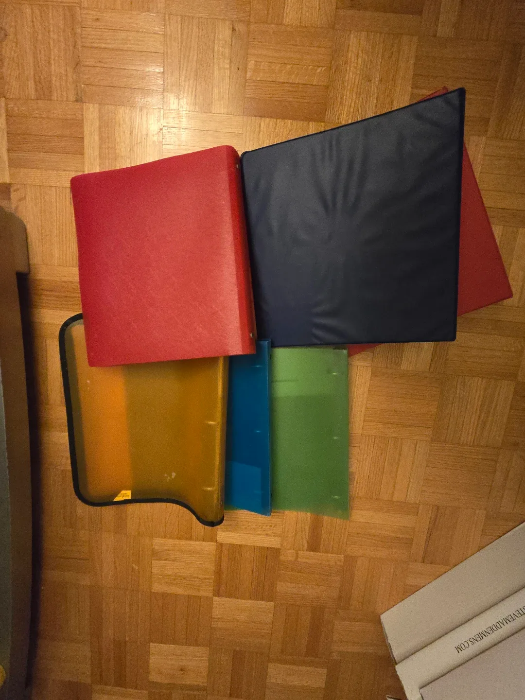 Lot of 5 Binders - Red, Blue, Yellow, Green