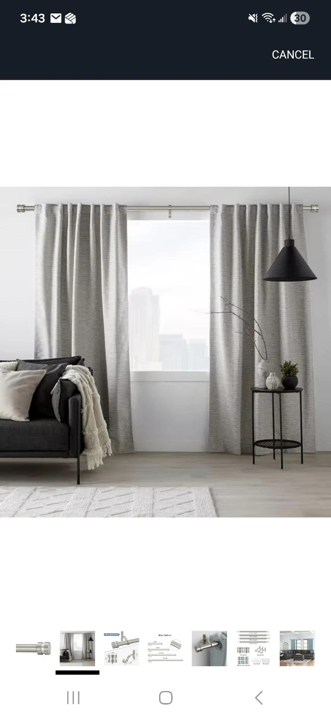 Adjustable Curtain Rod 28"-126" No Hardware/n - photo 2