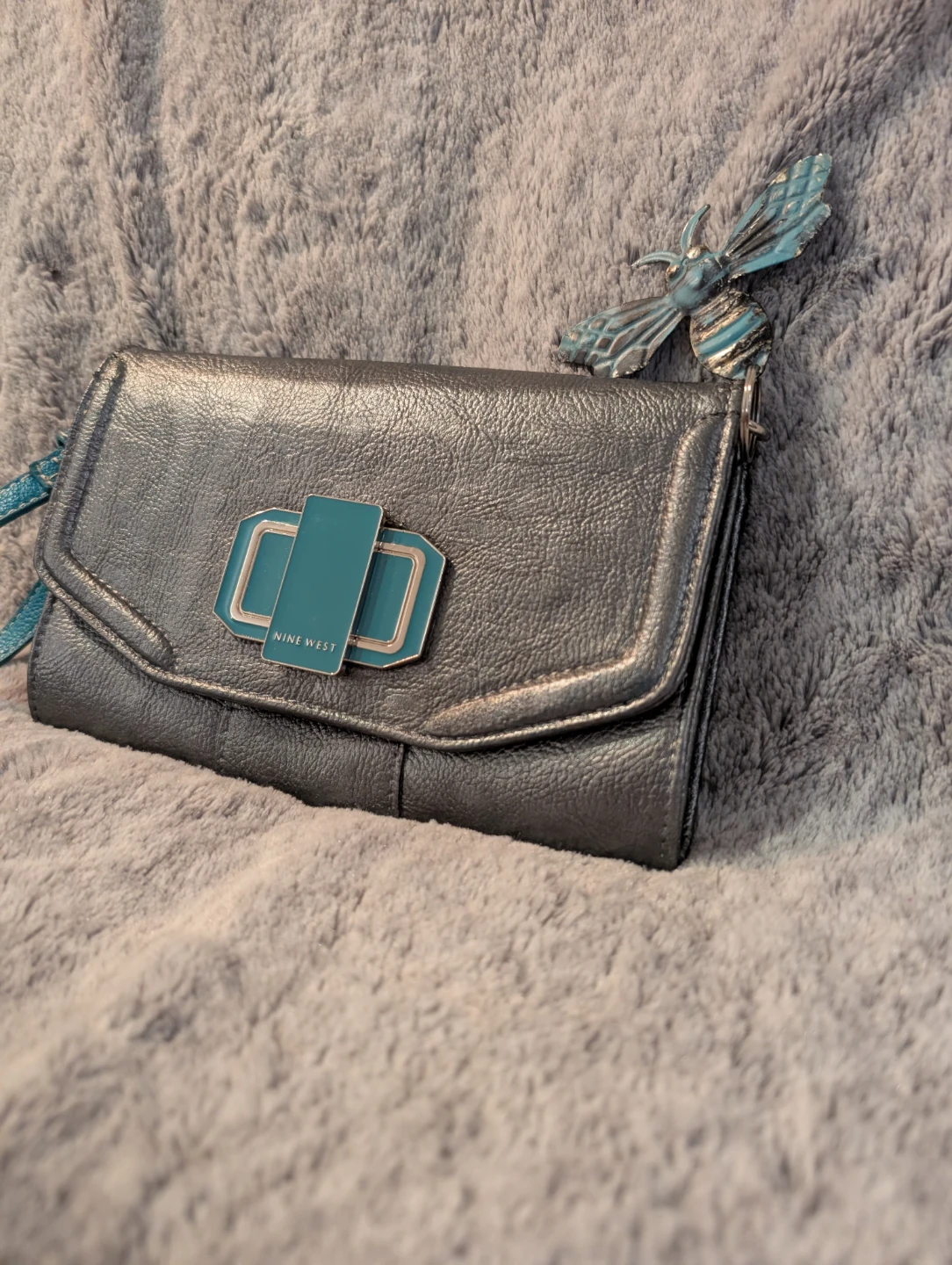 Nine West Grey Wallet with Teal Accents - photo 3