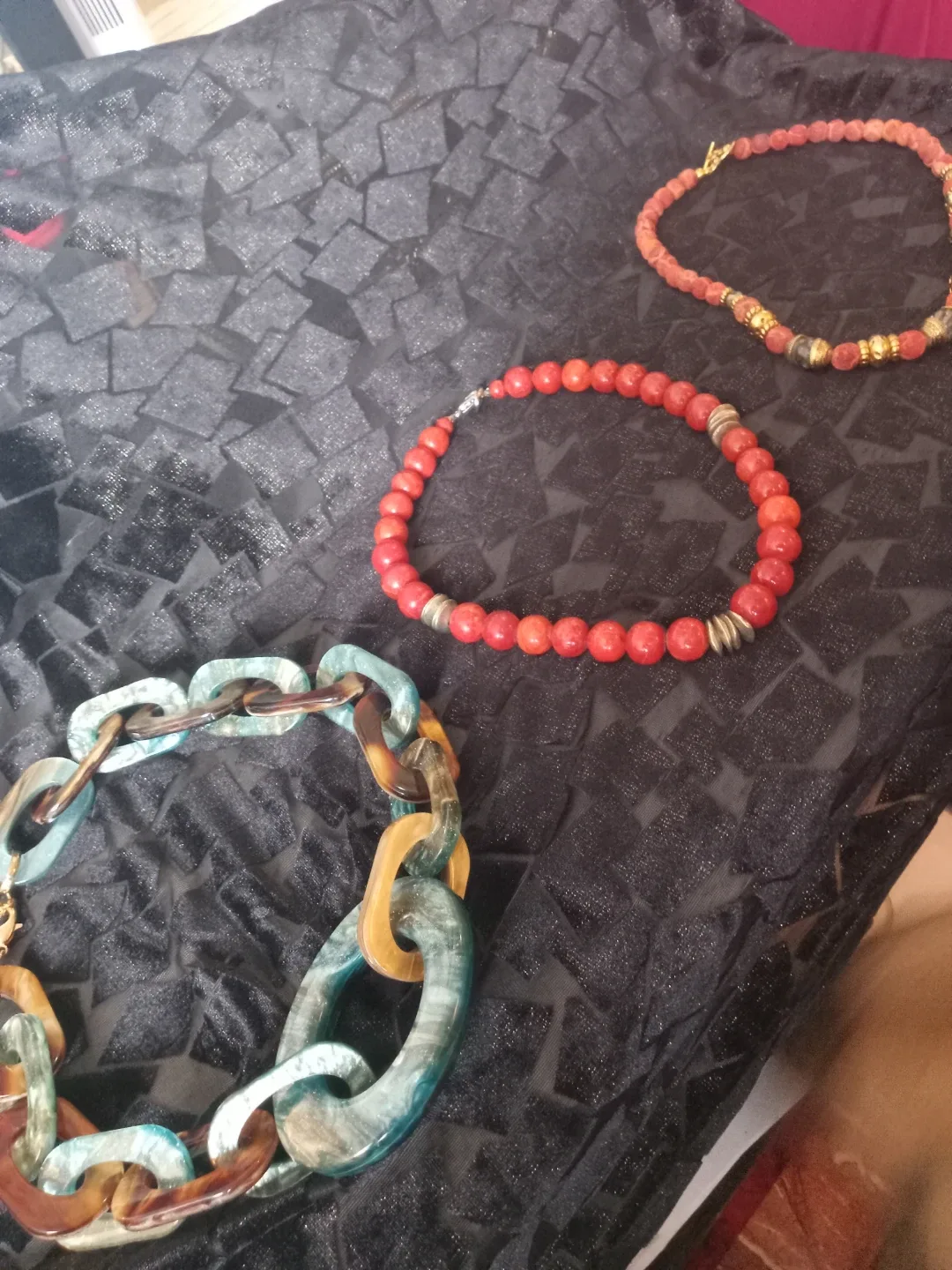 Necklace Bundle - Red Beaded & Chain