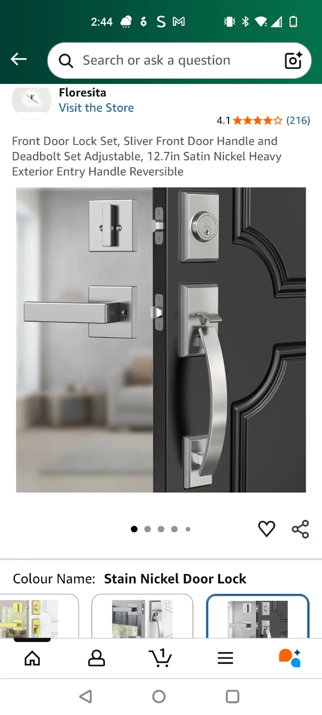 Floresita Satin Nickel Front Door Lock Set - New