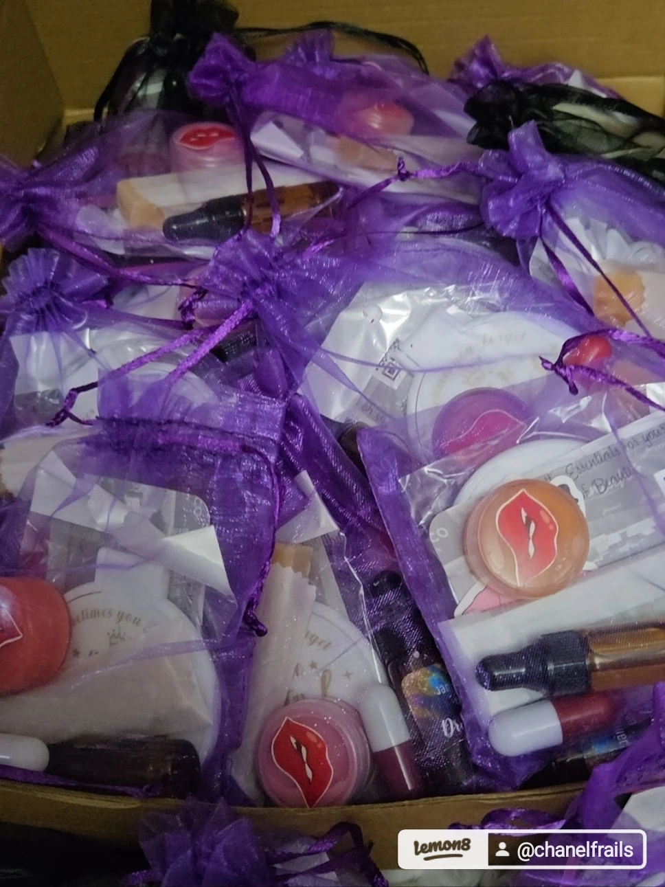 Assorted Beauty Products in Purple Pouches