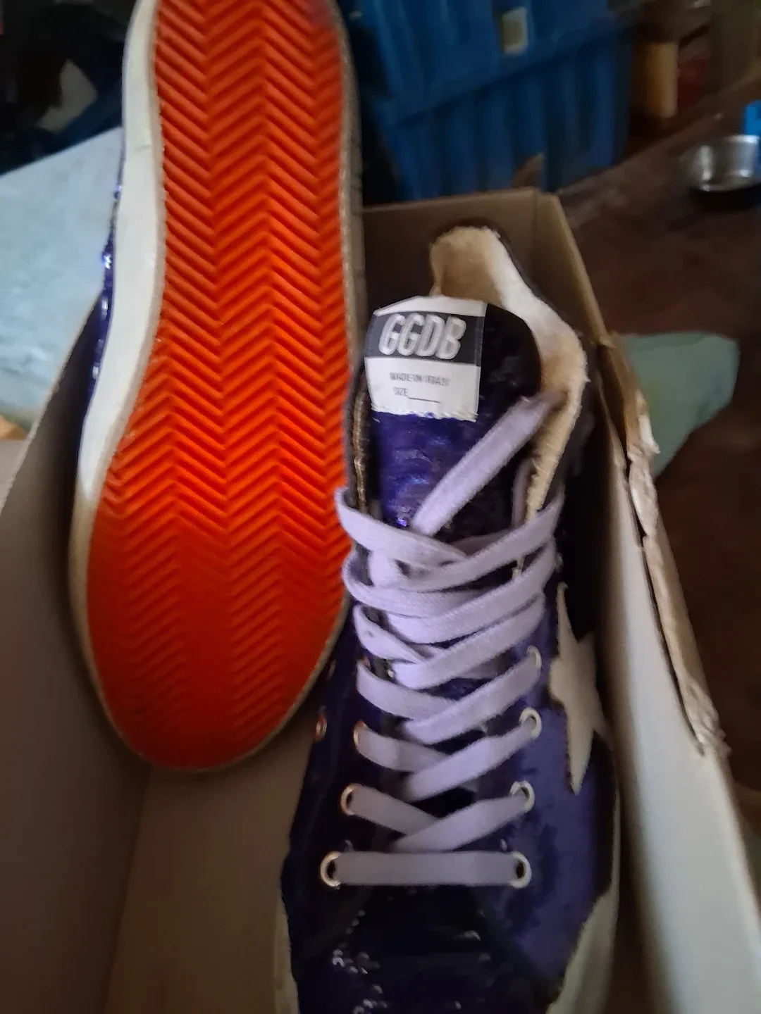 Golden Goose GGDB Purple Sequin High Top Sneakers image indicator(5)