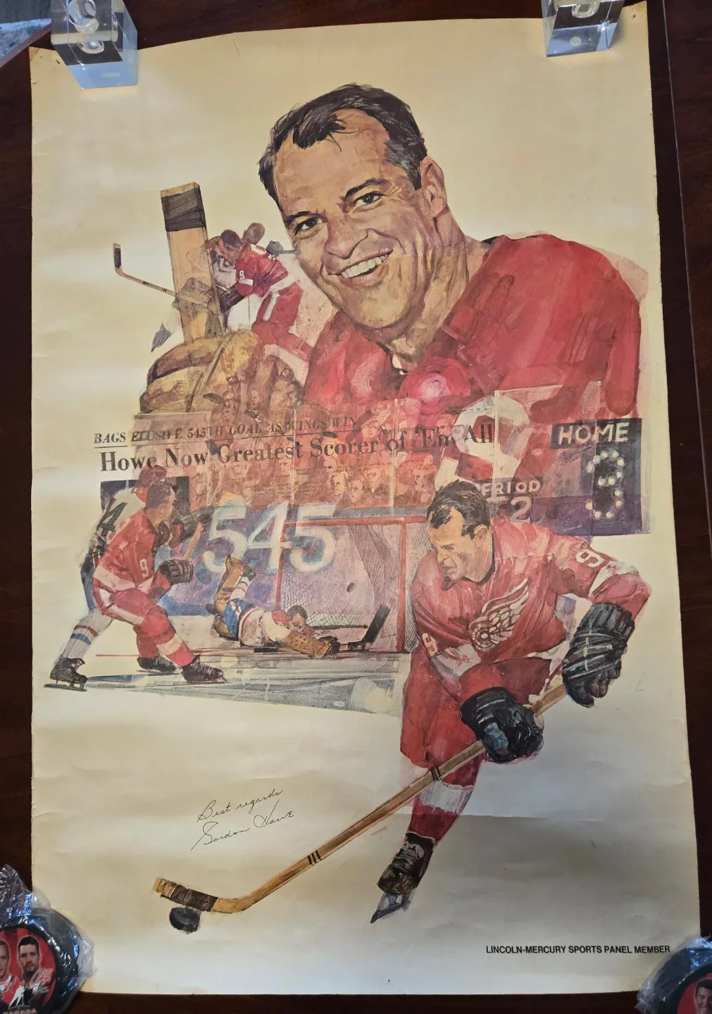 Vintage 1960's Original Signed Gordie Howe Poster image indicator(3)