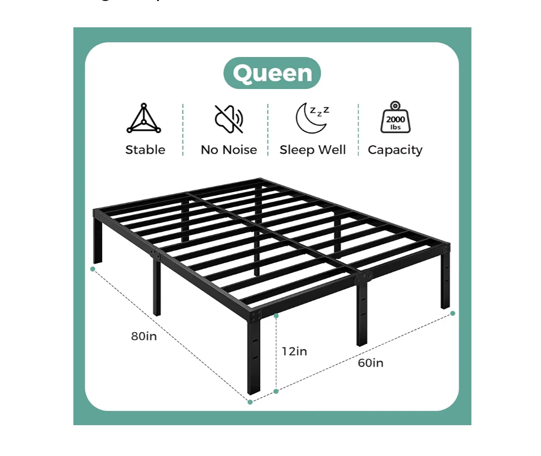 Queen Size Metal Bed Frame - Stable & No Noise - photo 2
