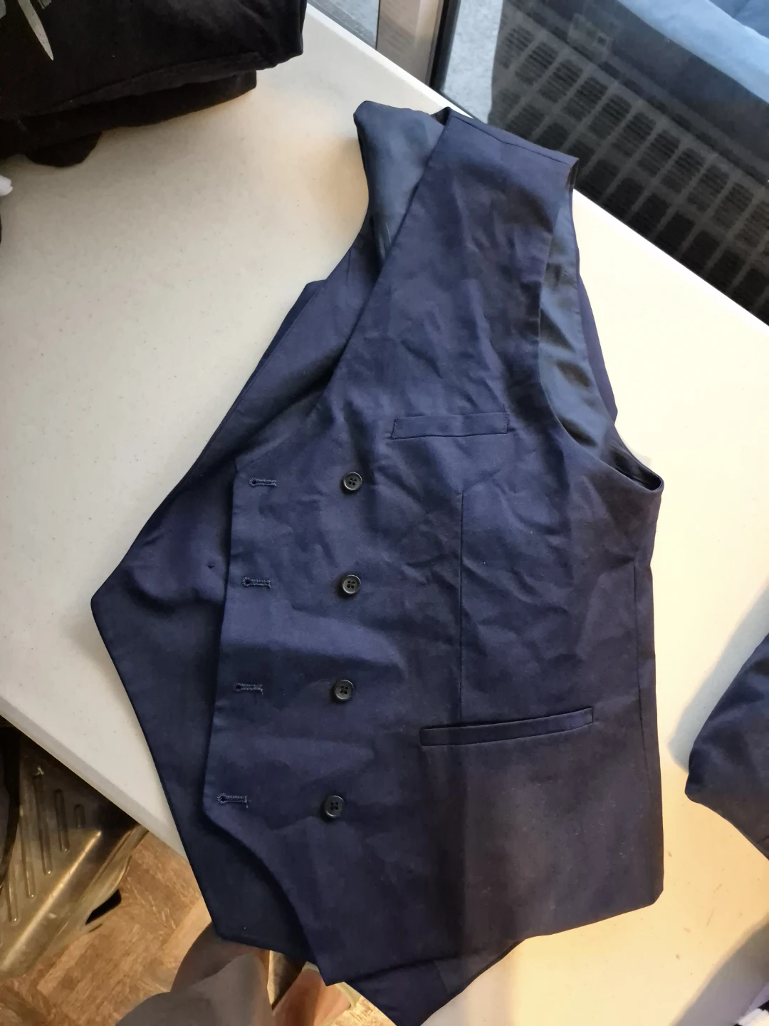 Men's 3 pieces Navy Blue Suit (Jacket, Vest, Pants) - photo 4
