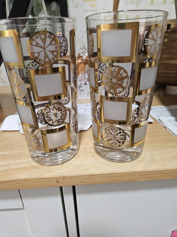 Vintage Gold & White Highball Glasses