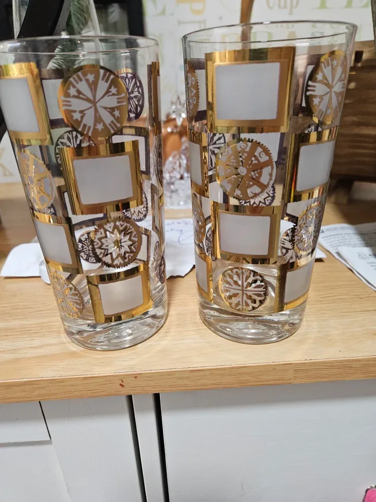 Vintage Gold & White Highball Glasses