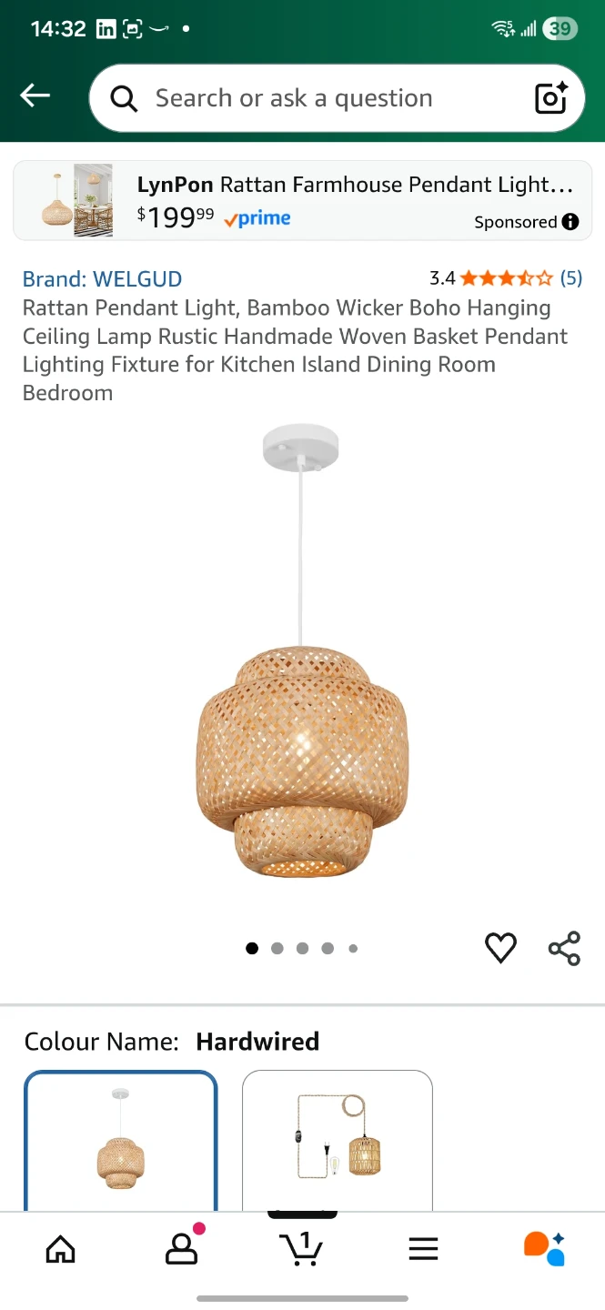 WELGUD Rattan Pendant Light - photo 3