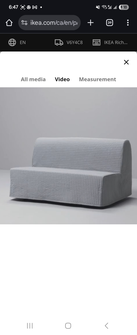 Ikea Lycksele Lovas Sofa Bed with Mattress and Cover - Like New!