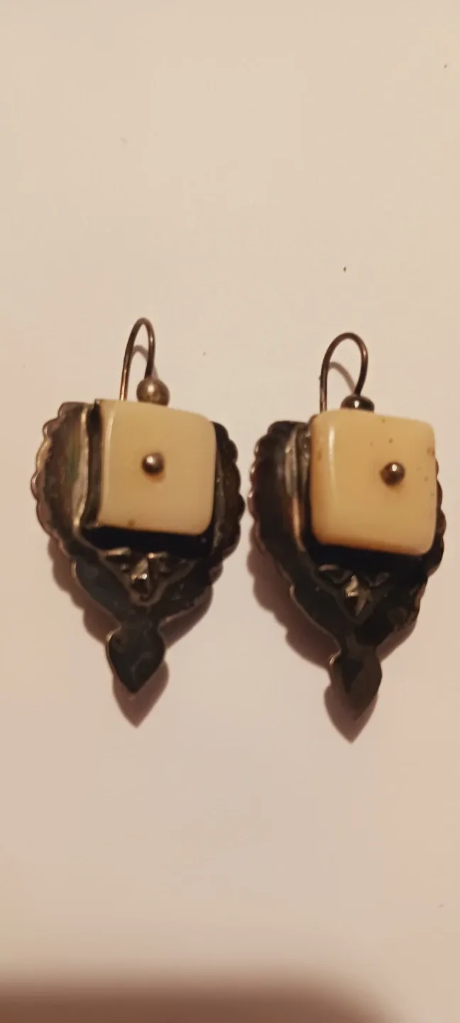 Sterling Silver 925 Stamped Designer Signed Estate Dice Earrings