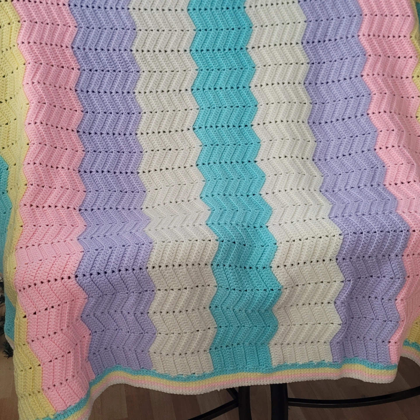 Handmade Crochet Pastel Blanket 60" × 60"
