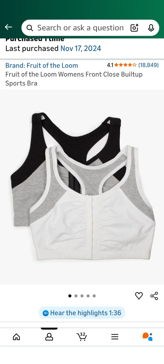 Fruit of the Loom Womens Front Close Sports Bra - #Cleanout