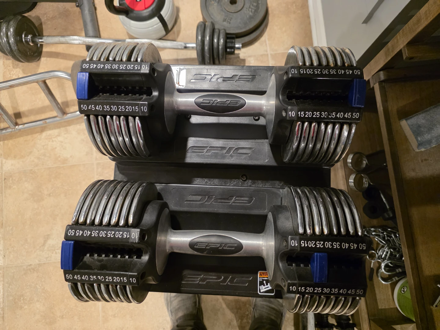 EPIC Adjustable Dumbbells - Up to 50lbs Each