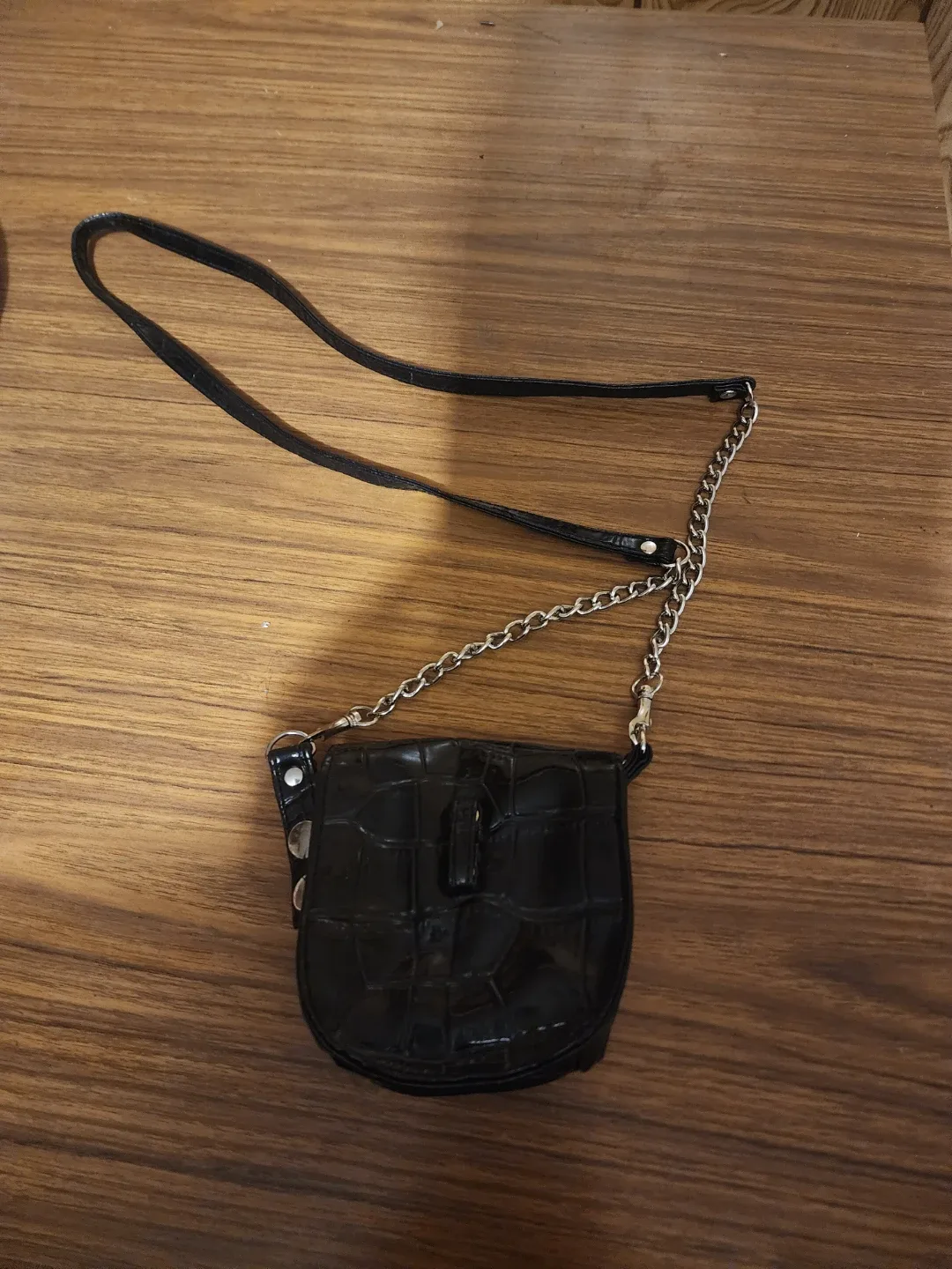 Black Croc Embossed Mini Crossbody Bag image indicator(3)