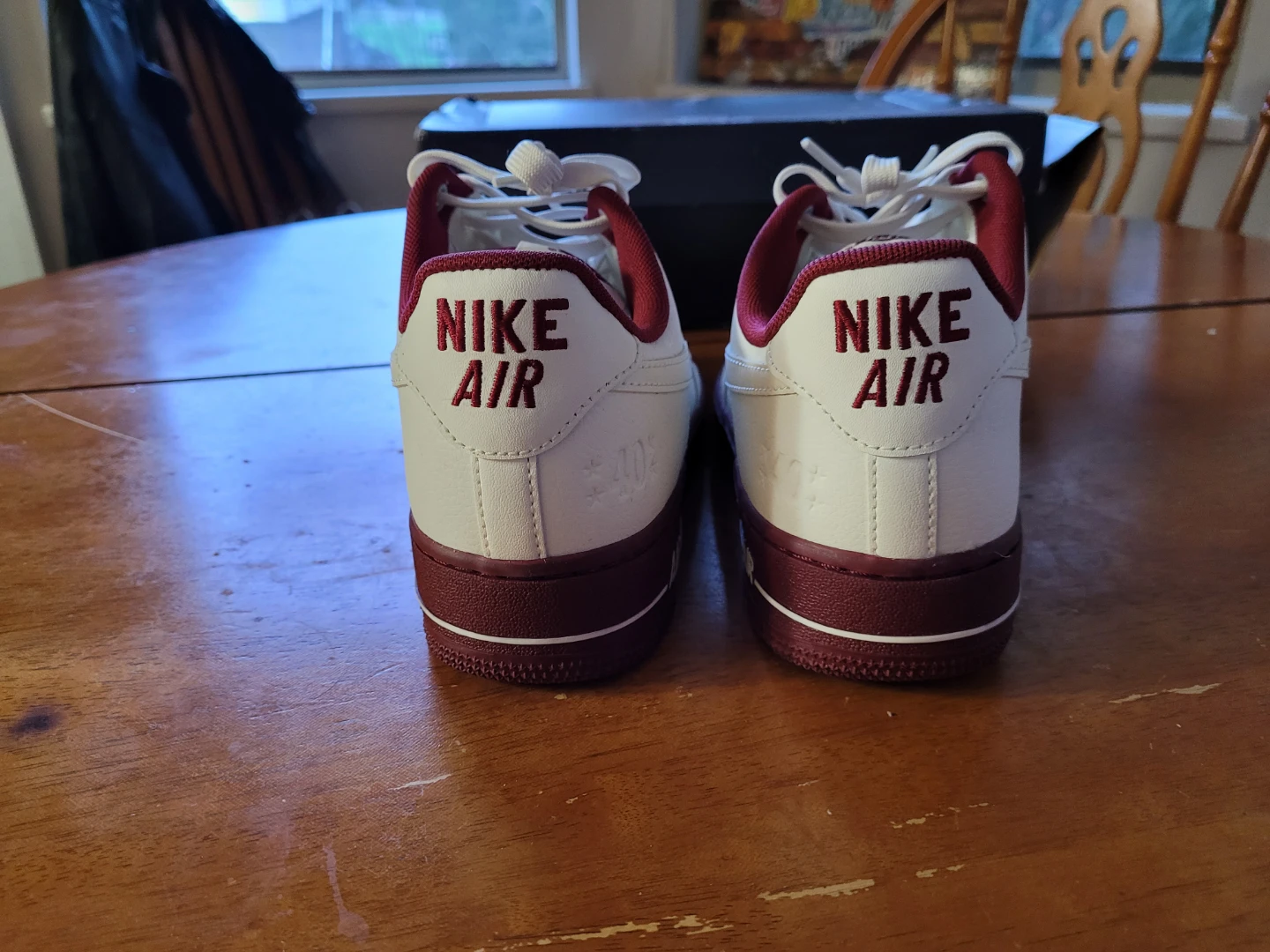 Nike Air Force 1 '82 White/Burgundy Shoes size 9 - photo 3