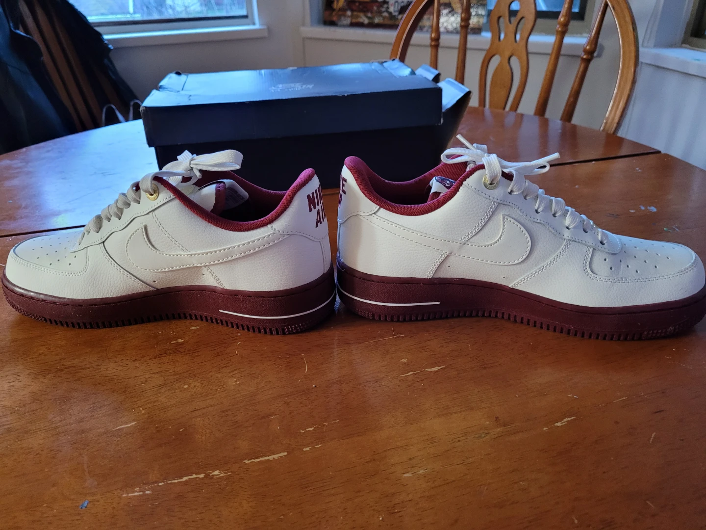 Nike Air Force 1 '82 White/Burgundy Shoes size 9 - photo 4