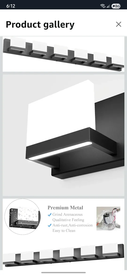 Tipace Dimmable 6 Lights LED Vanity Light - Matte Black image indicator(3)