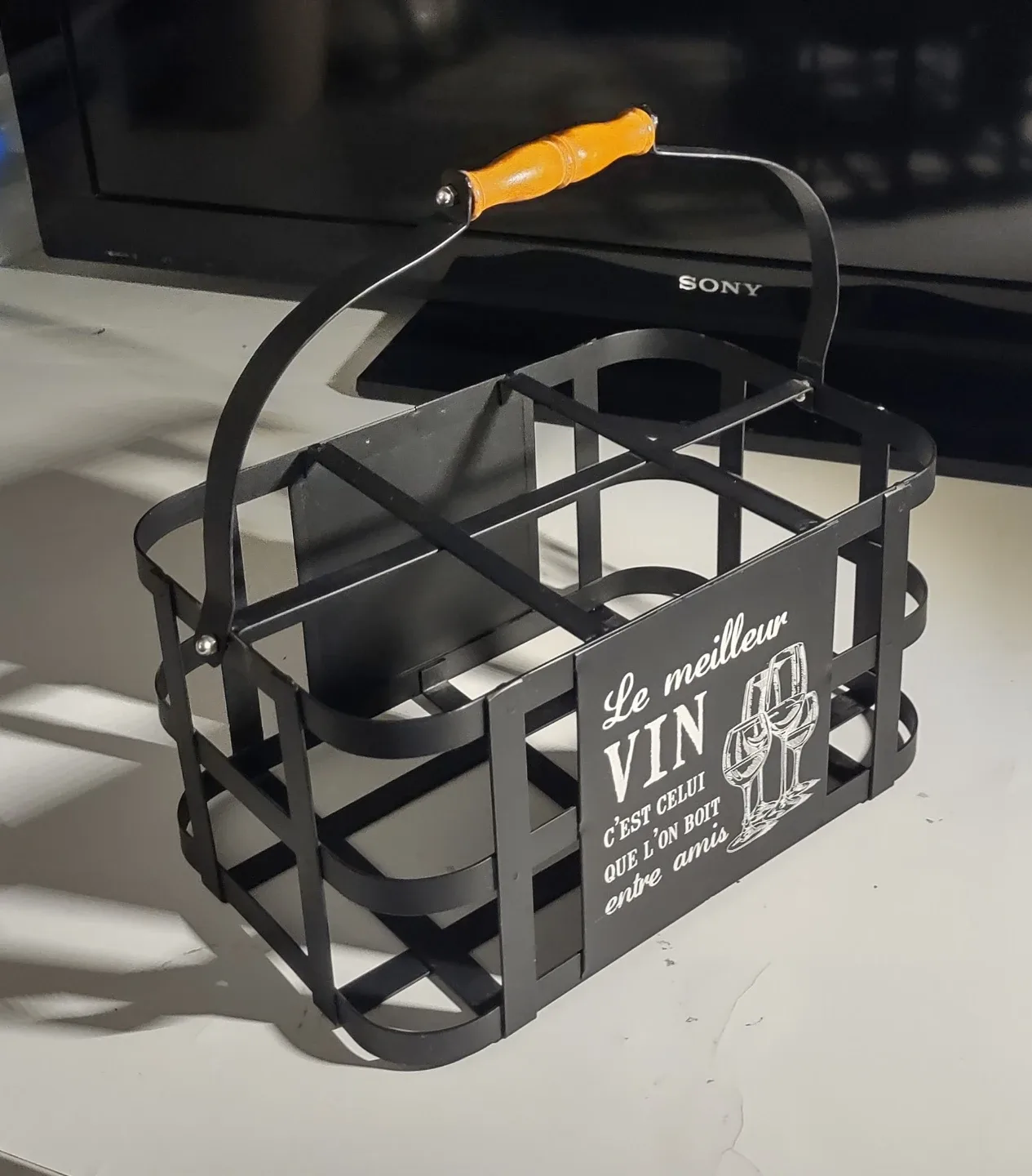 (NEW) Metal Wine Bottle Holder with Handle - #Cleanout image indicator(8)