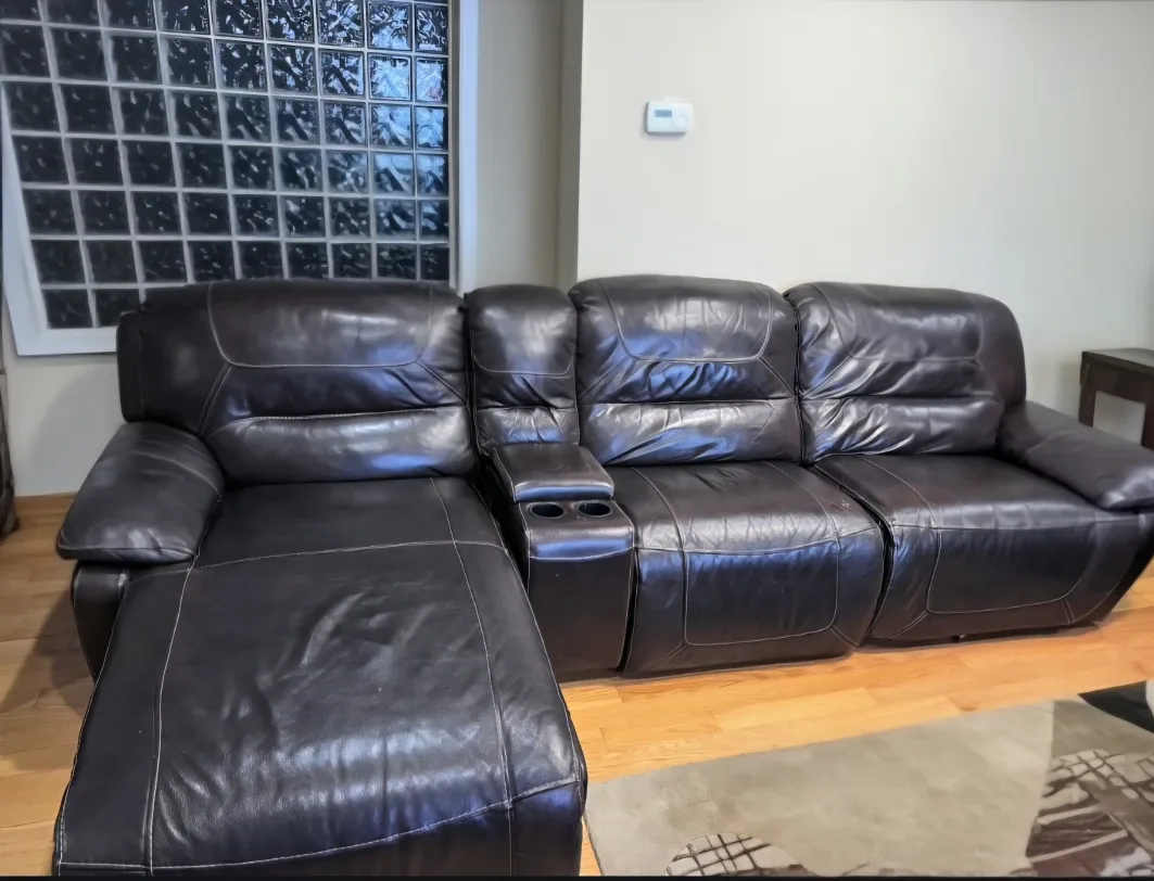 Genuine Leather Reclining Sofa & Chair Set