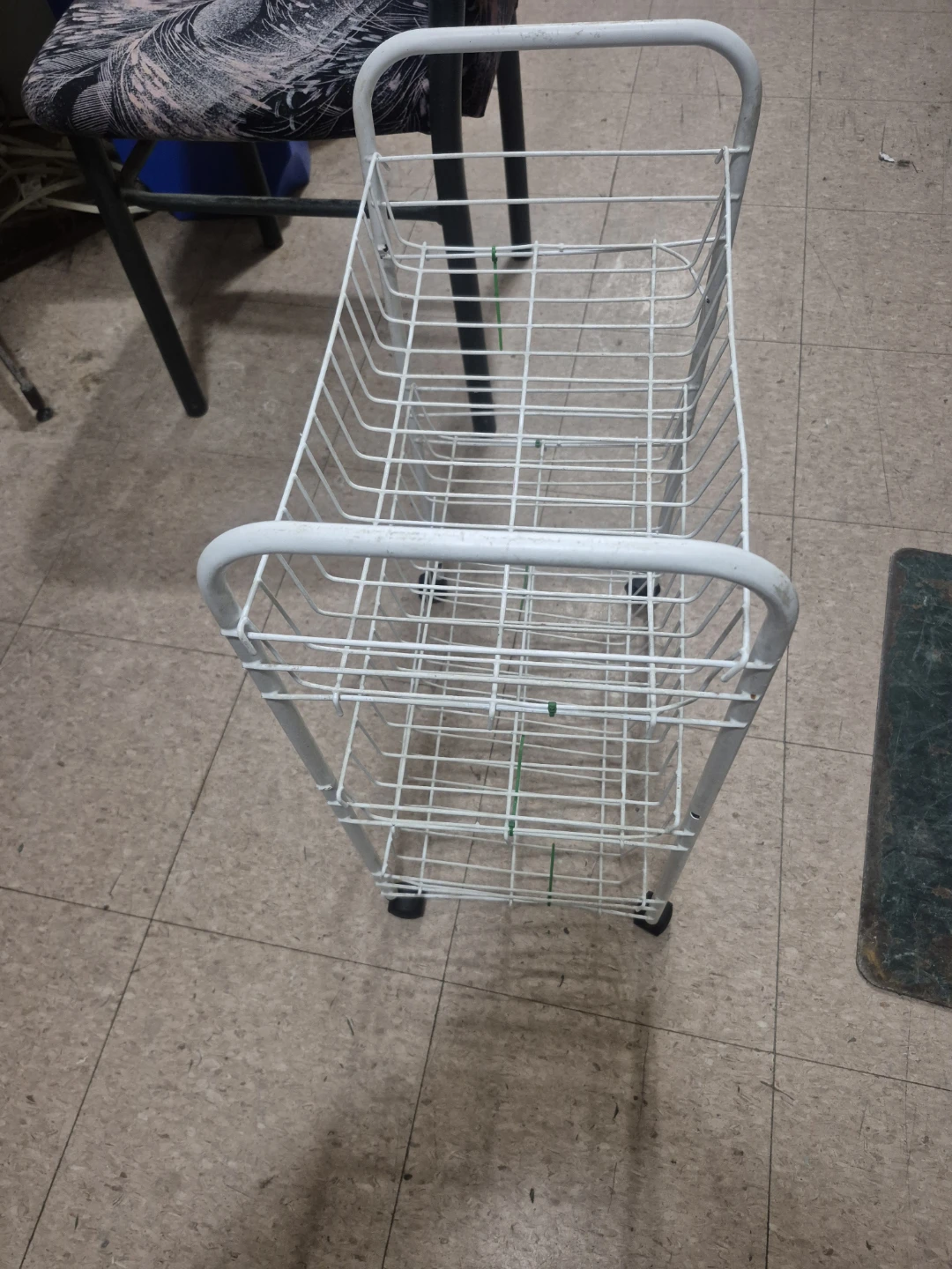 White Metal Rolling Utility Cart