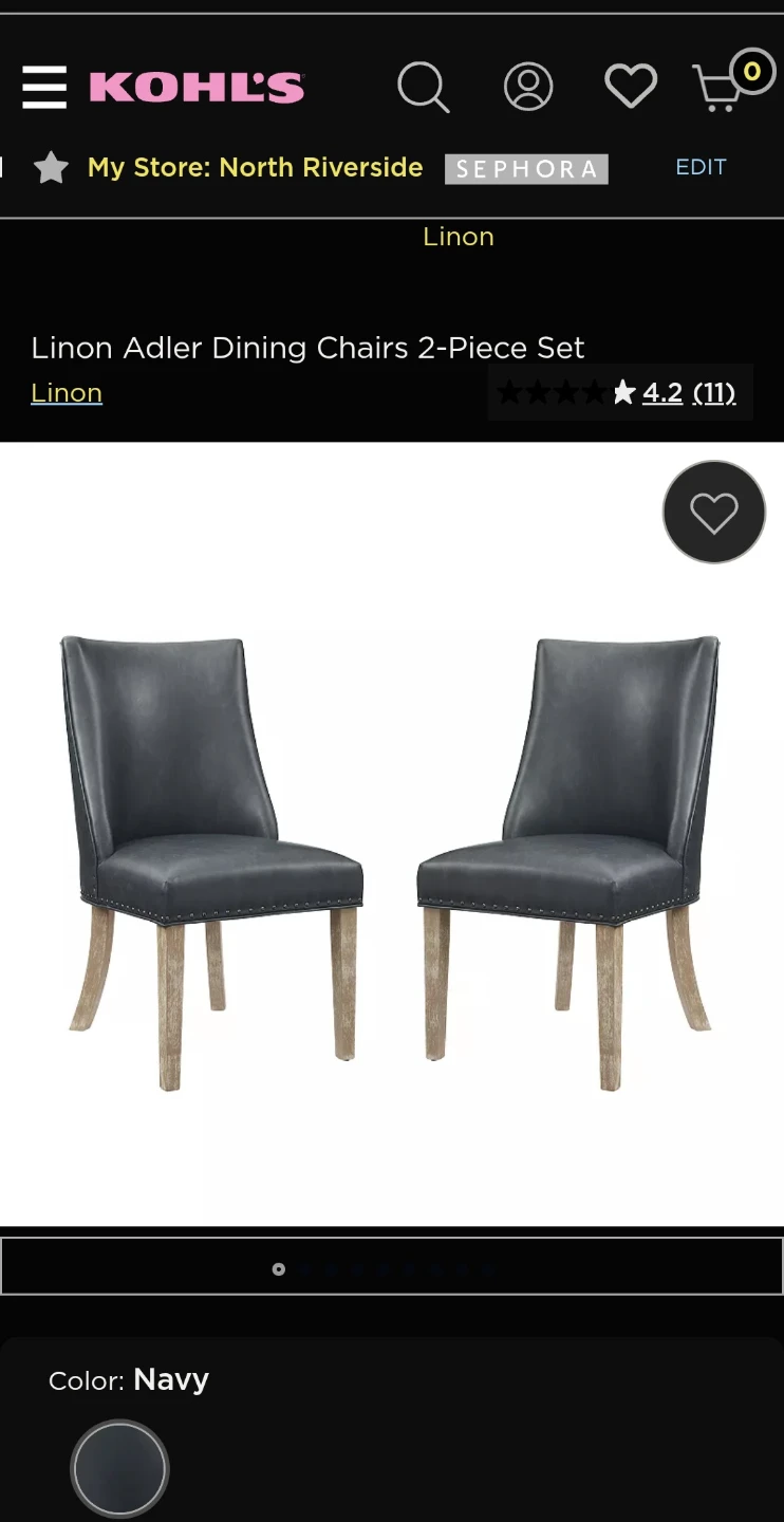 Linon Adler Navy Dining Chair - photo 2
