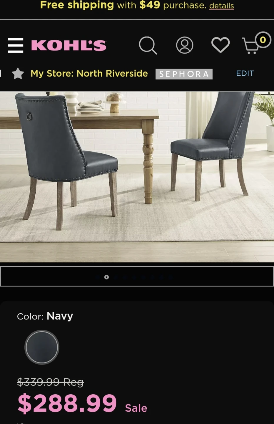 Linon Adler Navy Dining Chair - photo 3