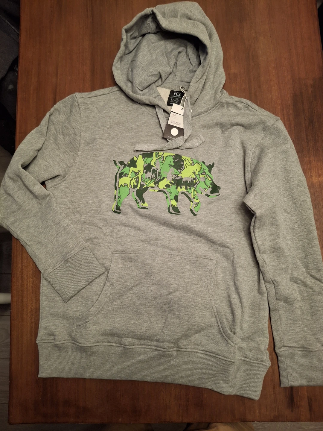 YES. Snowboarding Grey Hoodie, Large