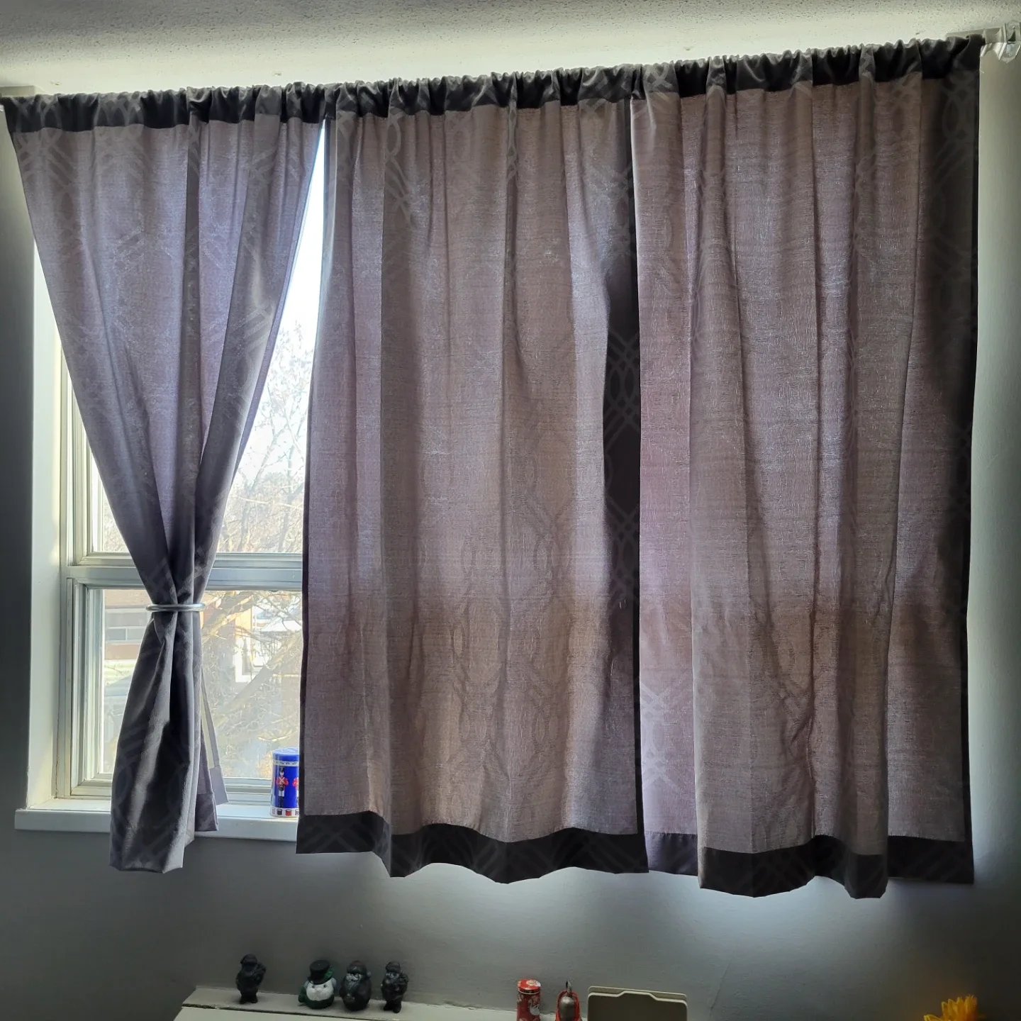 Grey patterned curtains
