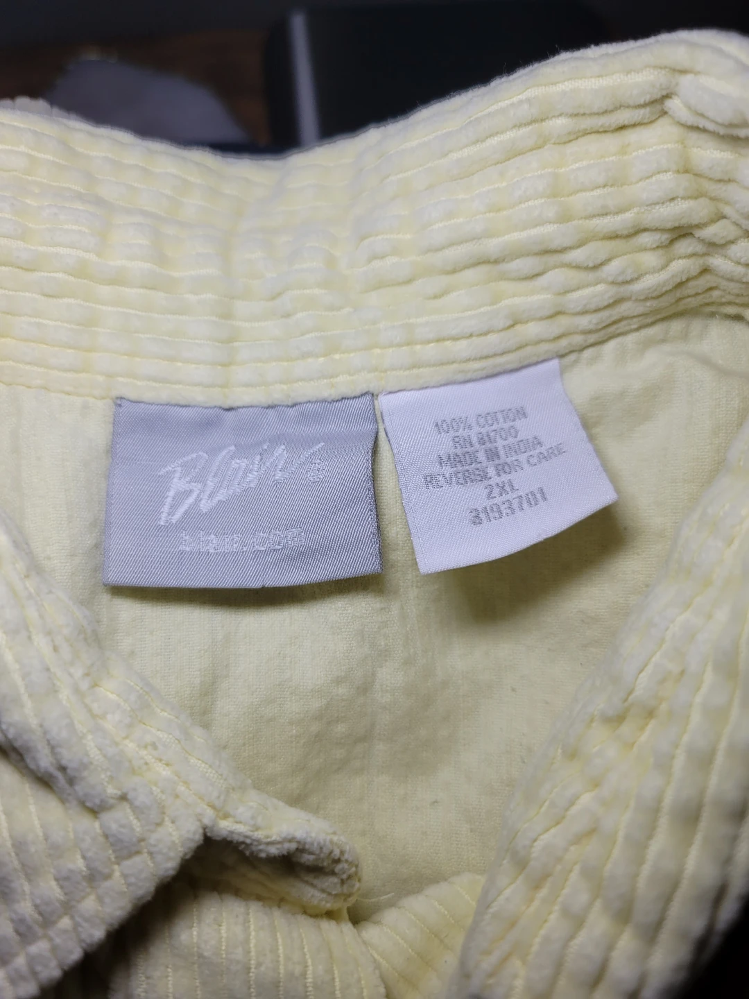 Blair 2XL Yellow Corduroy Button-Up Shirt EUC Cotton - photo 2