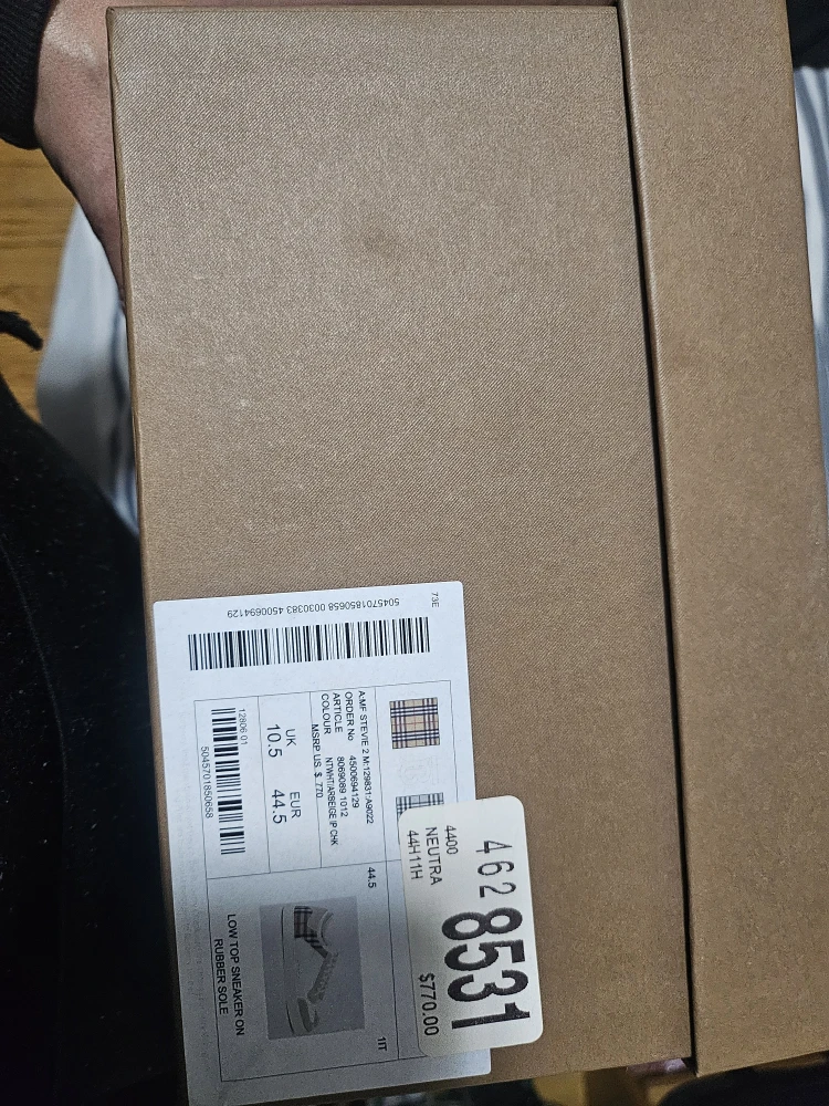 Burberry Low Top Sneakers, UK 10.5 / US 11.5