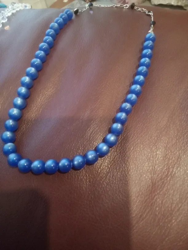 Blue Moon glow Lucite Beaded Necklace