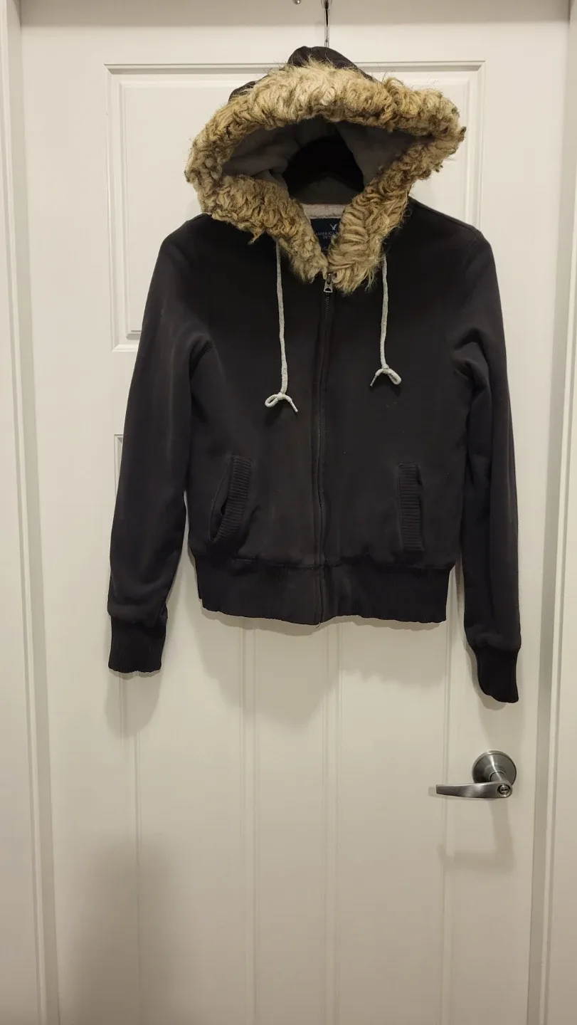 American Eagle Outfitters Black Hooded Jacket