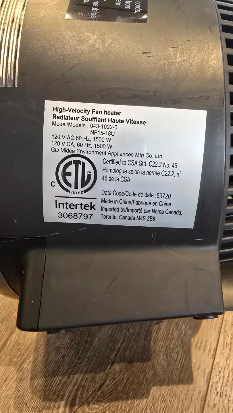 NOMA High-Velocity Fan Heater image indicator(4)