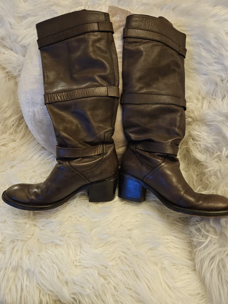 Dessai Brown Leather Knee High Boots Size 6 - photo 4