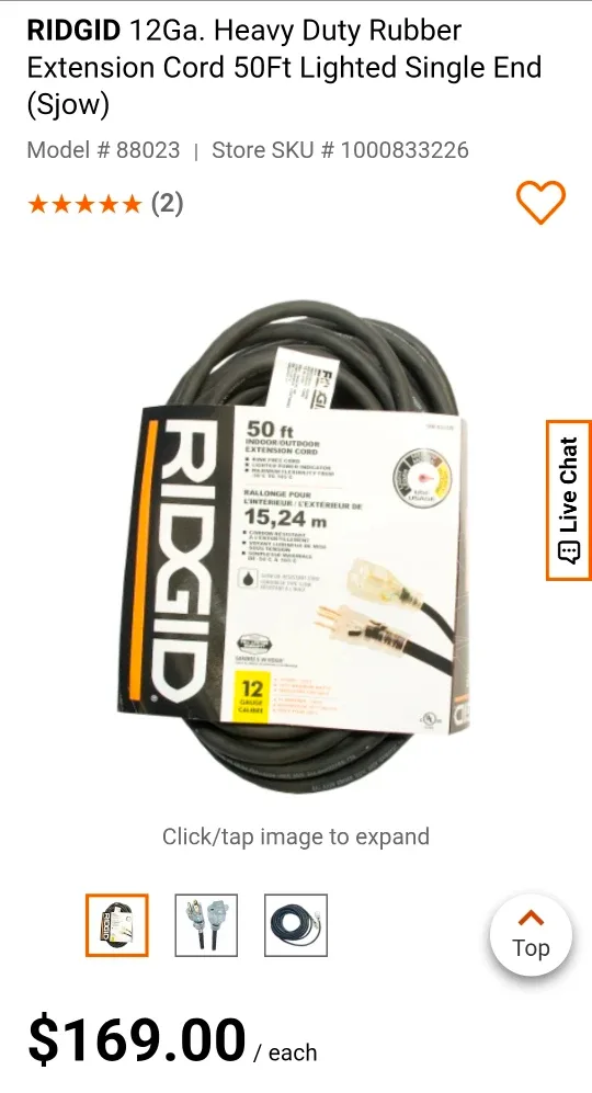 RIDGID 50ft Indoor/Outdoor Extension Cord image indicator(3)