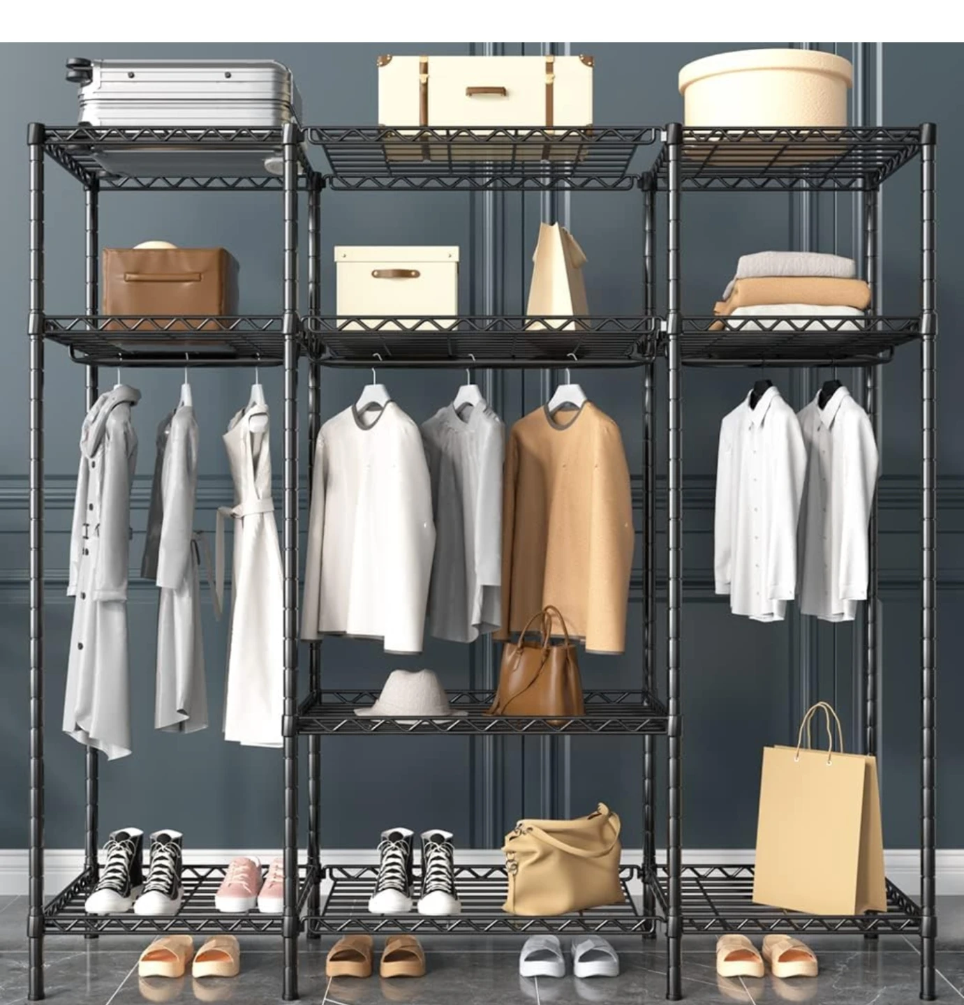 Black Metal Wire Shelving Unit - photo 2