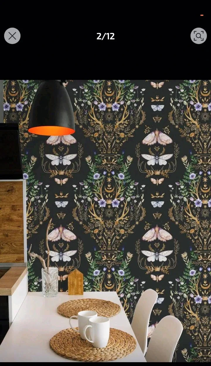 Botanical Wallpaper with Butterflies