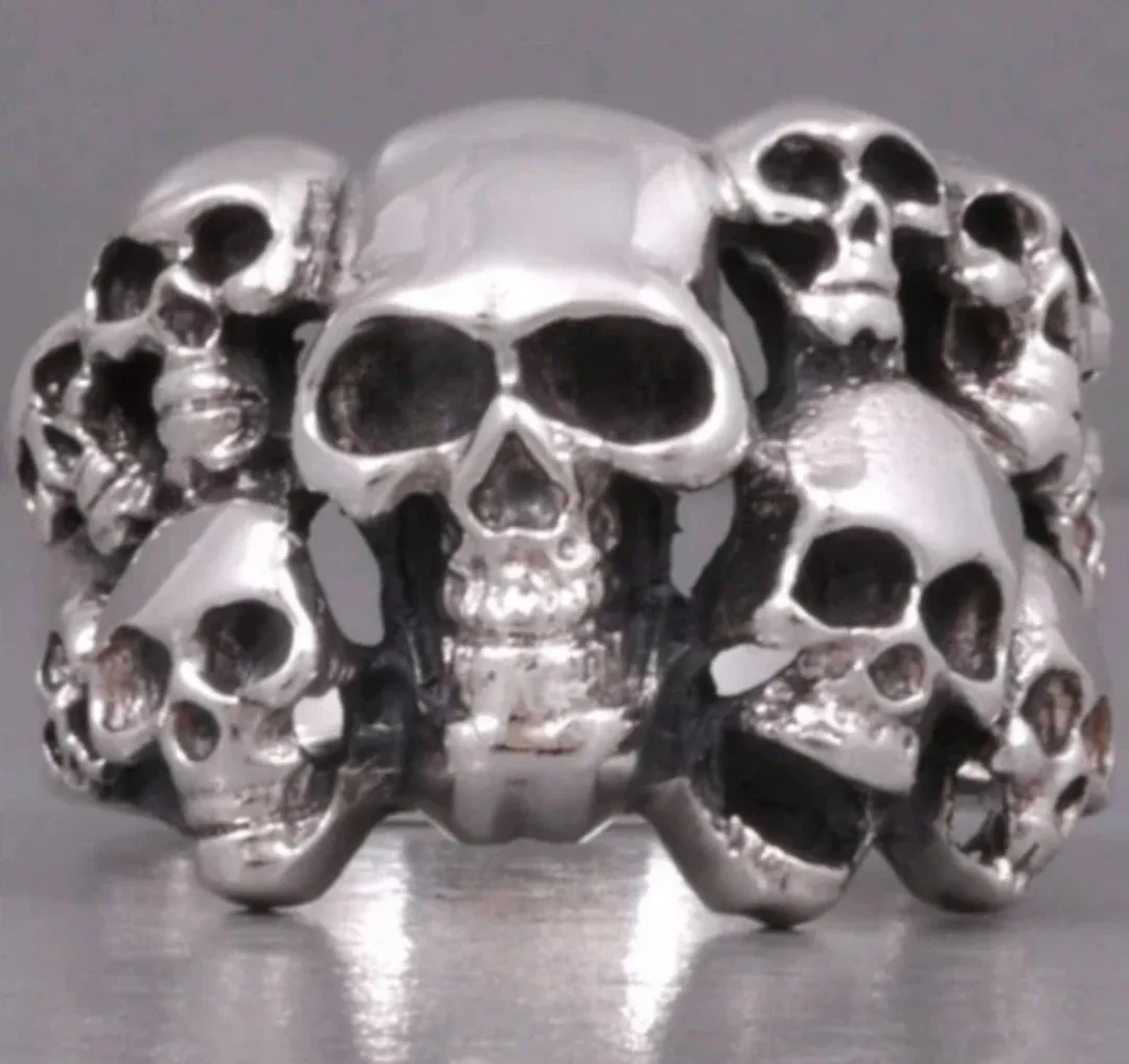 #cleanout Vintage Rings Bundle Faun/Goat Head, Skulls, Snakes image indicator(8)