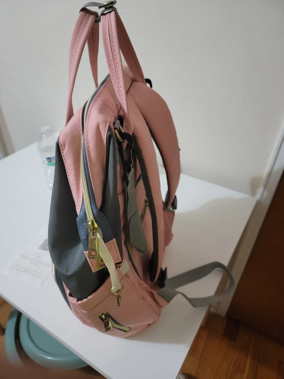 LEQUEEN Diaper Bag Backpack - Pink & Gray - photo 3