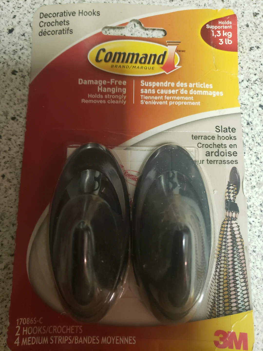 Command Slate Terrace Hooks, 2 pack