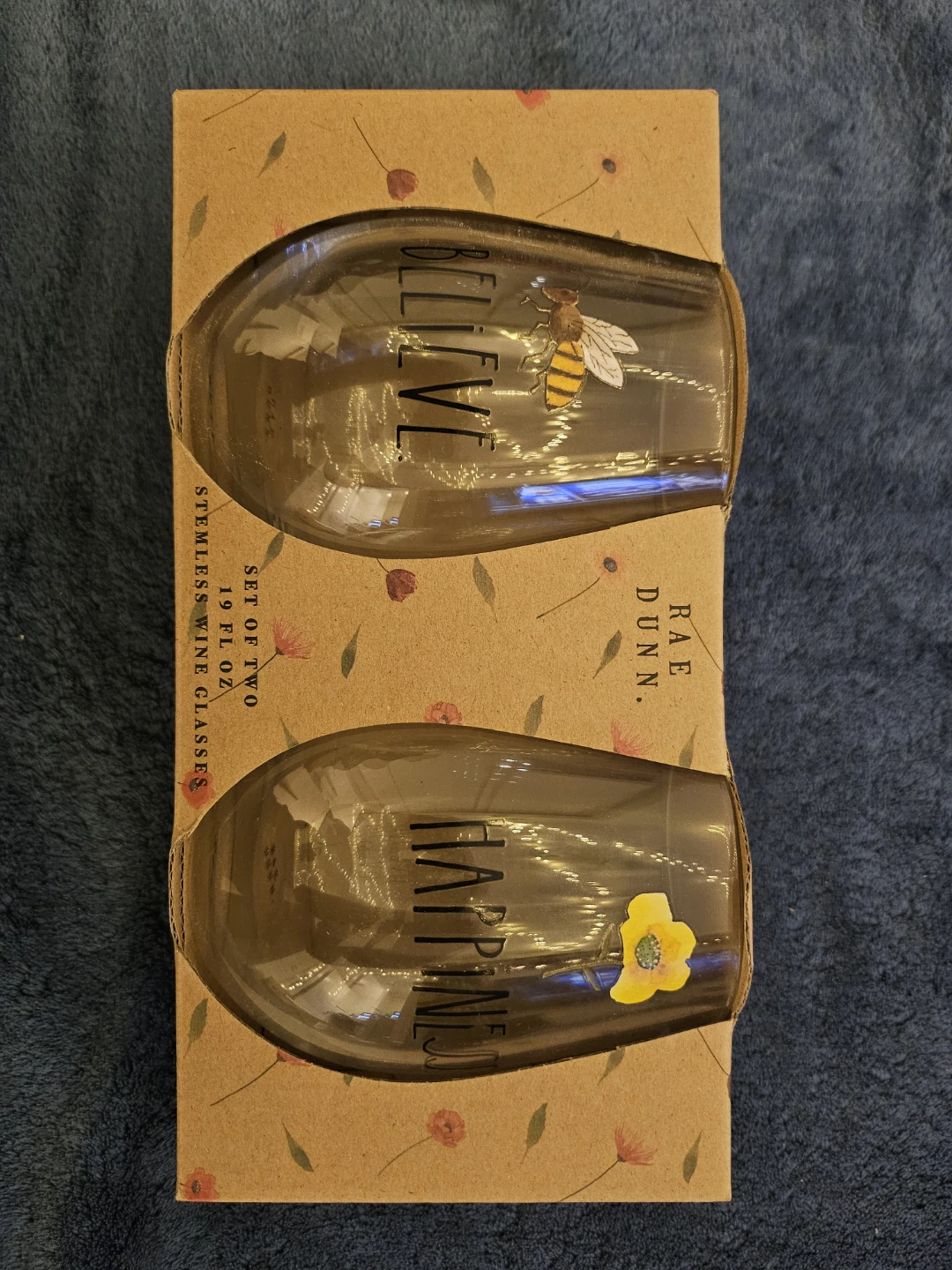 Rae Dunn Stemless Wine Glasses - Set of 2